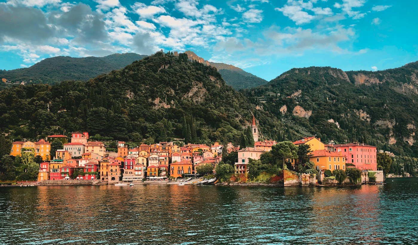 Lakeside homes and mountains at Lake Como