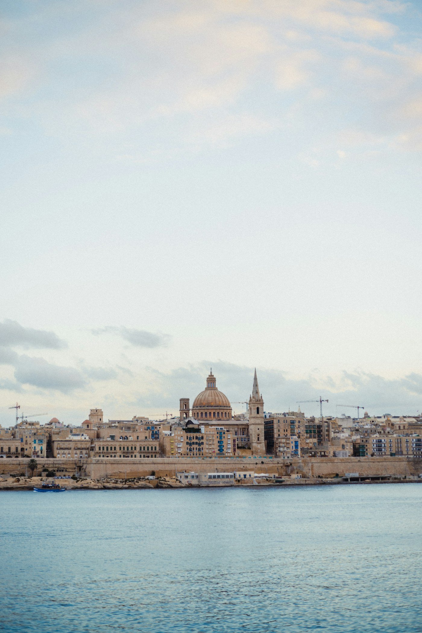 Valletta skyline across the Mediterranean water